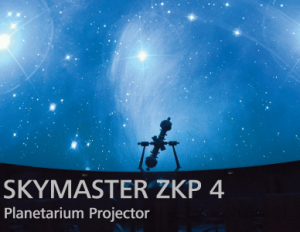 ZEISS SKYMASTER ZKP 4 Planetarium Projector for level-horizon domes with diameters of 6 to 14 m. This model is the ideal optical-mechanical companion to team up with ZEISS fulldome systems, such as powerdome®VELVET and powerdome®SPACEGATE Nova.